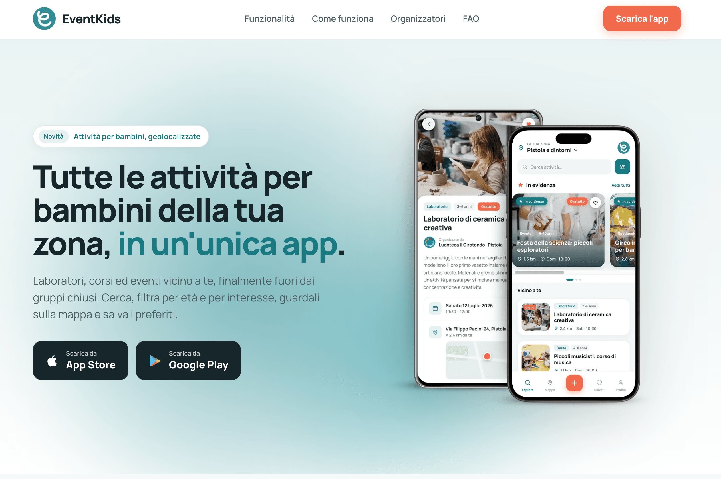 EventKids — app di ricerca attività per bambini